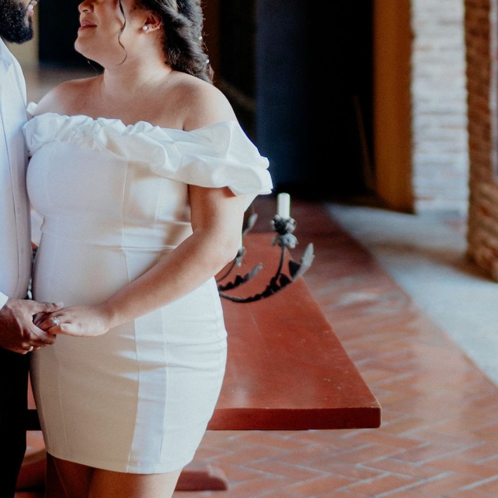 White strapless ruffle top dress-Windsor